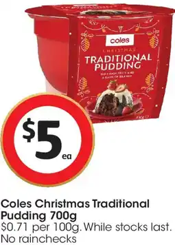 Coles Coles Christmas Traditional Pudding offer