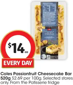 Coles Coles Passionfruit Cheesecake Bar offer