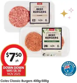 Coles Coles Classic Burgers offer