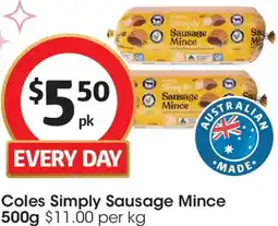 Coles Coles Simply Sausage Mince offer