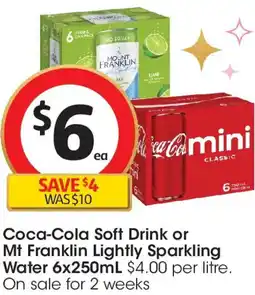 Coles Coca-Cola Soft Drink or Mt Franklin Lightly Sparkling Water offer