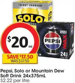 Coles Pepsi, Solo or Mountain Dew Soft Drink offer