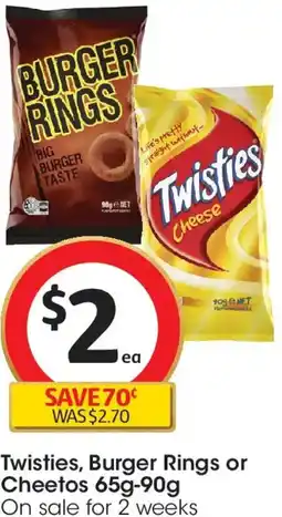 Coles Twisties, Burger Rings or Cheetos offer