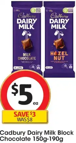 Coles Cadbury Dairy Milk Block Chocolate offer