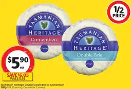 Coles Tasmanian Heritage Double Cream Brie or Camembert offer