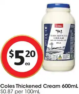 Coles Coles Thickened Cream offer