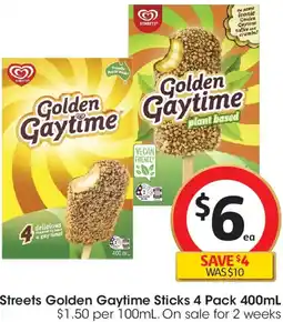 Coles Streets Golden Gaytime Sticks 4 Pack offer
