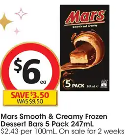 Coles Mars Smooth & Creamy Frozen Dessert Bars offer