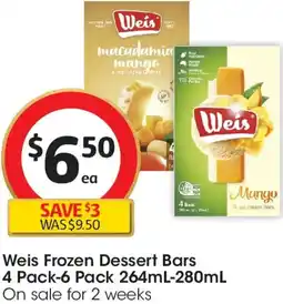 Coles Weis Frozen Dessert Bars offer
