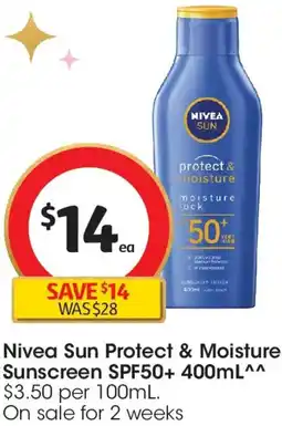 Coles Nivea sun protect & moisture sunscreen spf50+ offer