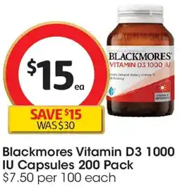 Coles Blackmores Vitamin D3 1000 IU Capsules offer