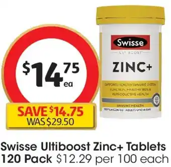 Coles Swisse Ultiboost Zinc+ Tablets offer