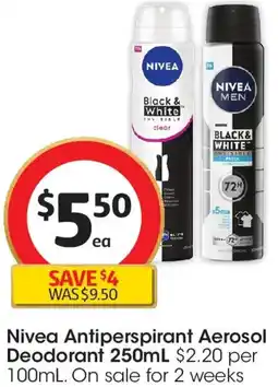 Coles Nivea Antiperspirant Aerosol Deodorant offer