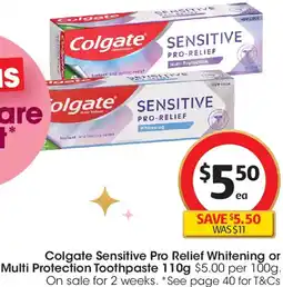 Coles Colgate Sensitive Pro Relief Whitening or Multi Protection Toothpaste offer