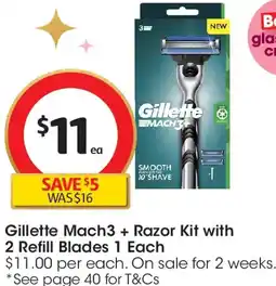 Coles Gillette Mach3 + Razor Kit with 2 Refill Blades offer