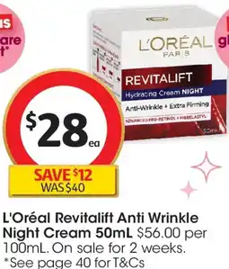 Coles L'Oréal Revitalift Anti Wrinkle Night Cream offer