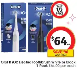 Coles Oral B iO2 Electric Toothbrush White or Black offer