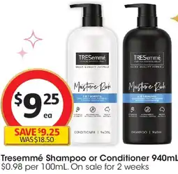 Coles Tresemmé Shampoo or Conditioner offer