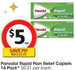 Coles Panadol Rapid Pain Relief Caplets offer