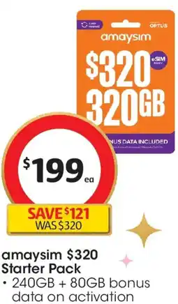 Coles amaysim $320 Starter Pack offer