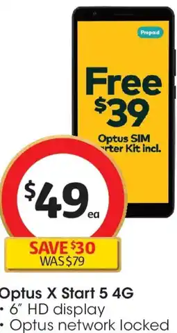 Coles Optus X Start 5 4G offer