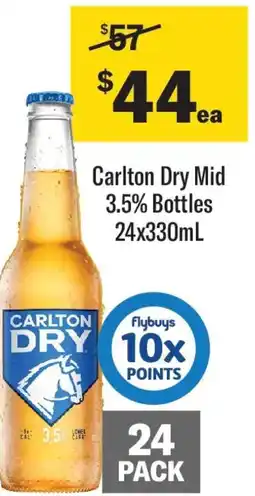 Coles Carlton Dry Mid 3.5% Bottles offer