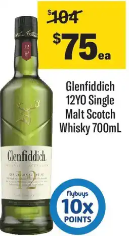 Coles Glenfiddich 12yo single malt scotch whisky offer