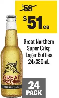 Coles Great Northern Super Crisp Lager Bottles offer