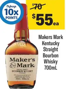 Coles Makers Mark Kentucky Straight Bourbon Whisky offer