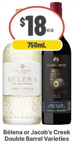 IGA Liquor Bélena or Jacob's Creek Double Barrel Varieties offer