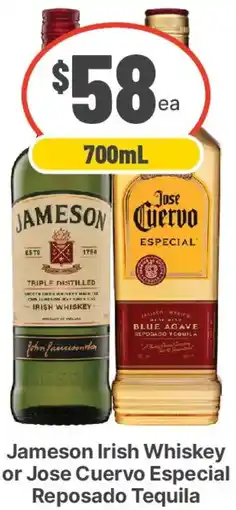 IGA Liquor Jameson Irish Whiskey or Jose Cuervo Especial Reposado Tequila offer