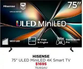 Hisense 75" uled miniled 4k smart tv