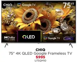 Bing Lee Chiq 75" 4k qled google frameless tv offer
