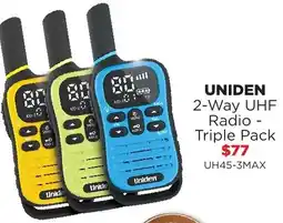 Bing Lee UNIDEN 2-Way UHF Radio - Triple Pack offer