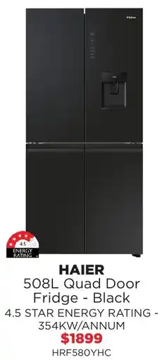Bing Lee HAIER 508L Quad Door Fridge Black offer