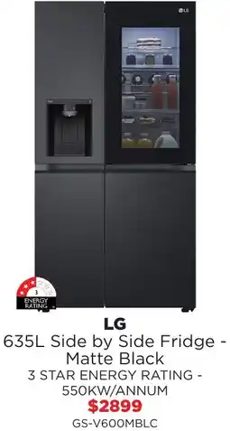Bing Lee Lg 635l side by side fridge - matte black offer