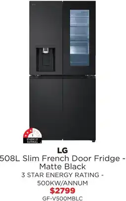Bing Lee Lg 508l slim french door fridge - matte black offer
