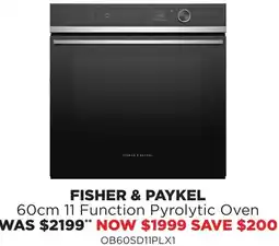 Bing Lee Fisher & paykel 11 Function Pyrolytic Oven offer