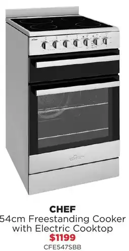 Bing Lee Chef freestanding cooker with electric cooktop offer