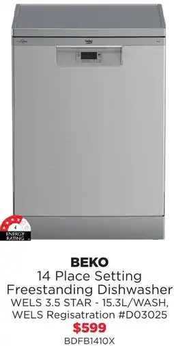 Bing Lee Beko 14 place setting freestanding dishwasher offer