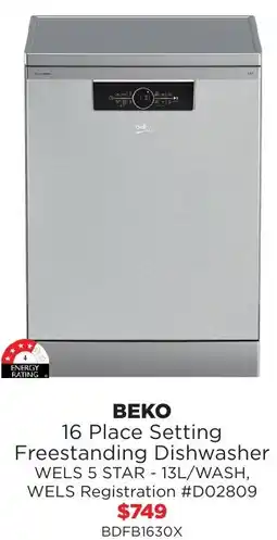 Bing Lee BEKO 16 Place Setting Freestanding Dishwasher offer
