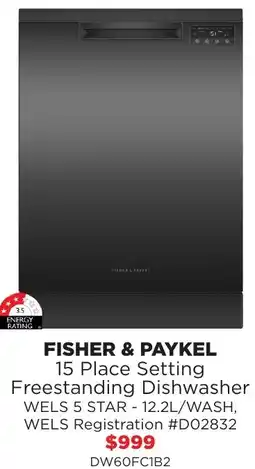 Bing Lee Fisher & paykel 15 Place Setting Freestanding Dishwasher offer