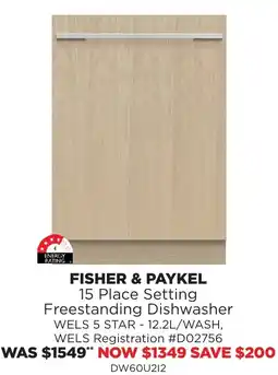 Bing Lee FISHER & PAYKEL 15 Place Setting Freestanding Dishwasher offer