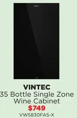 Bing Lee Vintec 35 bottle single zone wine cabinet offer