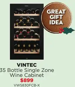 Bing Lee Vintec 35 bottle single zone wine cabinet offer