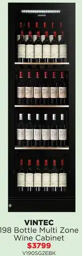 Bing Lee Vintec 198 bottle multi zone wine cabinet offer