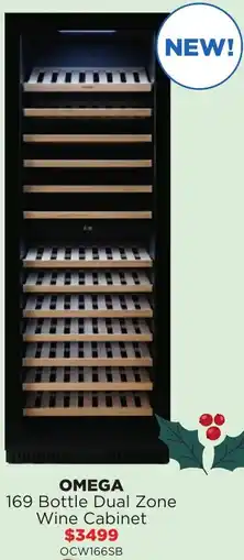 Bing Lee Omega 169 bottle dual zone wine cabinet offer