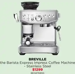 Bing Lee Breville the barista stainless steel express impress coffee machine offer
