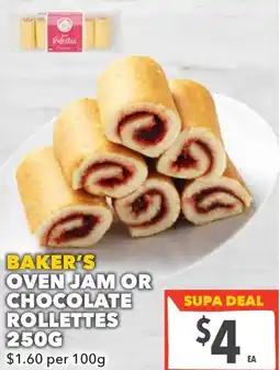 Ritchies Baker's oven jam or chocolate rollettes offer
