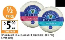 Supabarn Tasmanian heritage camembert and double brie offer
